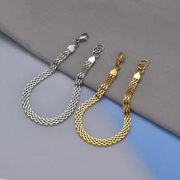 Stainless Steel Chunky Twisted Rope Chain Bracelet - Picture 4 of 9